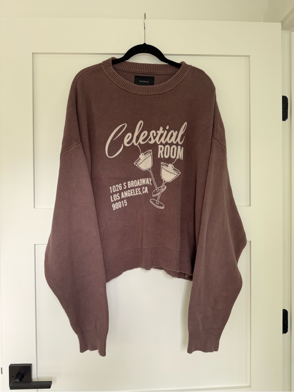 PacSun Brown Graphic Crewneck Sweater with White Print